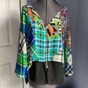 Carlise top size 12 multi colored statement blouse